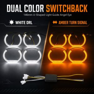 Wh 2872 U Shaped White Amber Switchback Angel Eyes Effect White DRL and amber turn signal effect for WH-2872 U-shaped angel eyes
