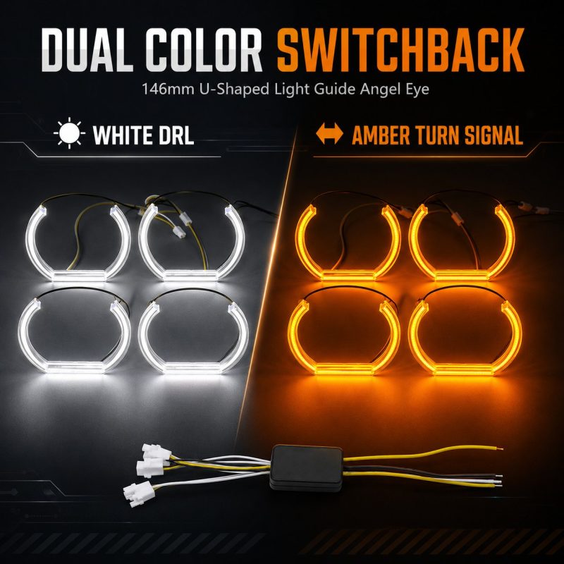Wh 2872 U Shaped White Amber Switchback Angel Eyes Effect Wh 2872 U Shaped White Amber Switchback Angel Eyes Effect