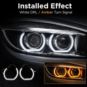 Wh 2872 U Shaped White Amber Switchback Angel Eyes Installed Effect Installed effect for WH-2872 white amber U-shaped angel eyes
