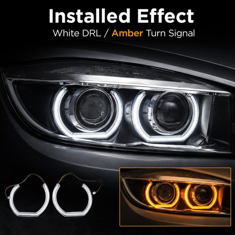 Wh 2872 U Shaped White Amber Switchback Angel Eyes Installed Effect Wh 2872 U Shaped White Amber Switchback Angel Eyes Installed Effect