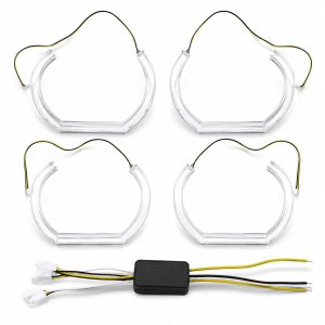 WH-2872 U-Shaped White Amber Switchback Angel Eyes 146mm Kit