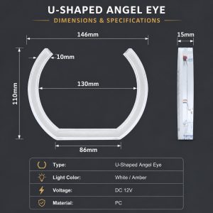 Wh 2872 U Shaped White Amber Switchback Angel Eyes Specifications Specification graphic for WH-2872 U-shaped white amber angel eyes