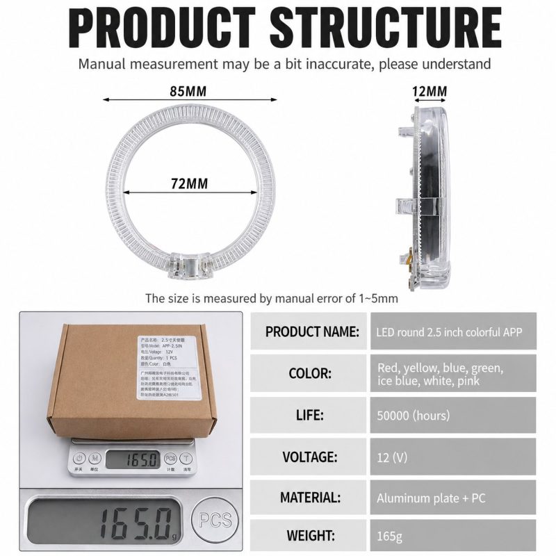 Wh 2902 3 Inch Rgb Light Guide Angel Eye Package Wh 2902 3 Inch RGB Light Guide Angel Eye Package