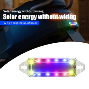Wireless Solar LED Strobe Warning Light for Motorcycle Car Bike