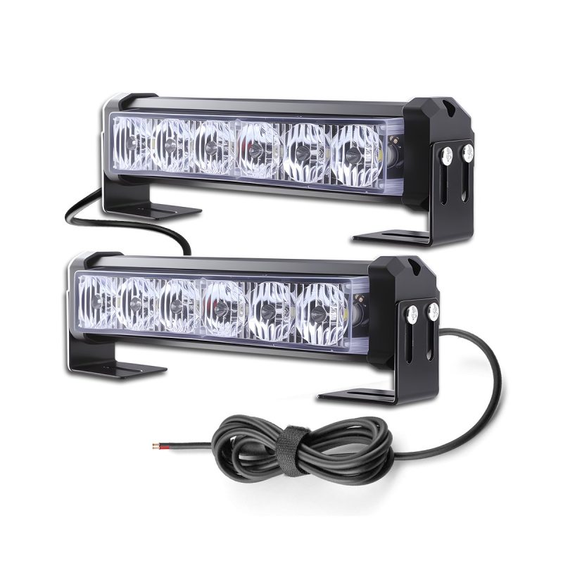 Paired LED grille strobe warning lights lit front view