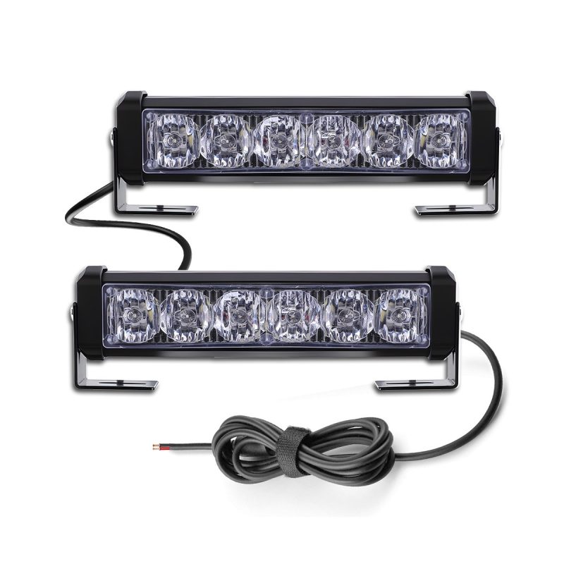 LED grille strobe warning light front view pair