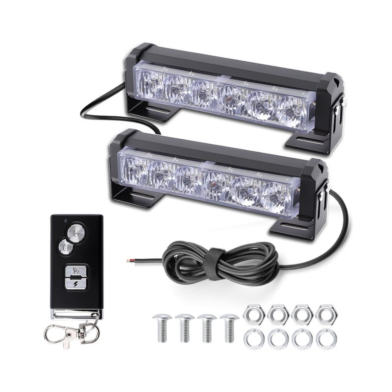 LED grille strobe warning light kit with remote and hardware
