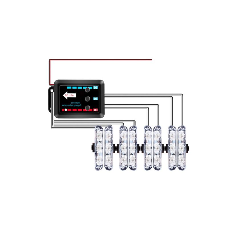 1-to-4 LED Grille Strobe Warning Light Kit