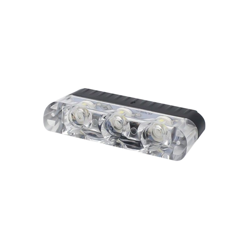 Single clear-lens LED grille strobe warning light module