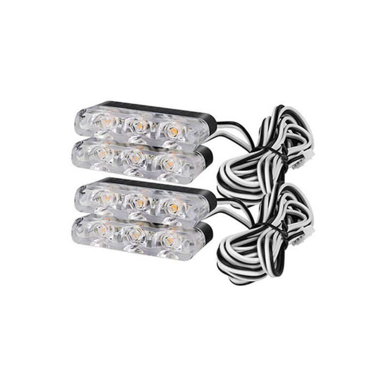 Four module set for 1-to-4 LED grille strobe warning light kit