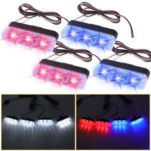 1 To 4 Red Blue White Led Grille Strobe Warning Light Main 1-to-4 Red Blue White LED Grille Strobe Warning Light Kit