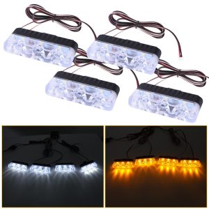 1 To 4 White Amber Led Grille Strobe Kit Lighting Reference Kit and lighting reference image showing four lamp heads and white / amber output direction.