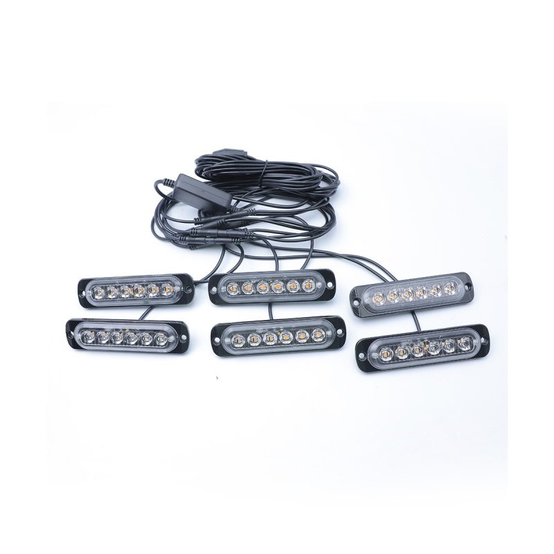 1 To 6 Amber Led Grille Warning Strobe Light Kit 01 Six Warning Main 1-to-6 Amber LED Grille Warning Strobe Light Kit