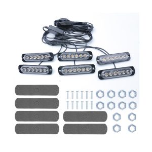 1 To 6 Amber Led Grille Warning Strobe Light Kit 04 Six Warning Hardware 1-to-6 amber LED grille warning strobe light mounting hardware