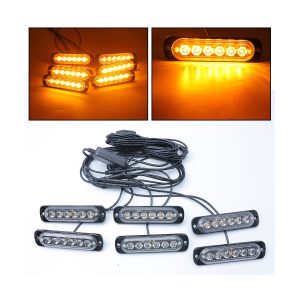 1 To 6 Amber Led Grille Warning Strobe Light Kit 05 Six Warning Effect 1-to-6 amber LED grille warning strobe light amber effect