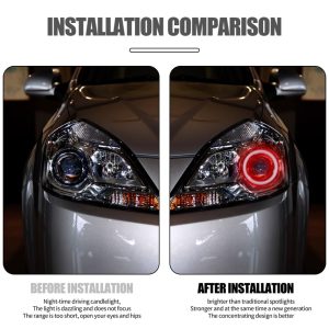103Mm Cotton Light Led Angel Eye Halo Ring Installation Comparison Installation comparison source graphic supplied for the 103mm cotton light angel eye style.