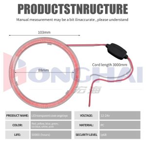 Source specification graphic with 103mm/88mm dimensions, 3000mm cord, 12-24V, PC, life, and IP68 wording.