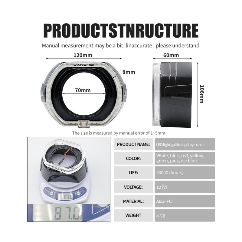 120Mm Light Guide Angel Eye Projector Shroud Pair 02 Lightguide 120 Shroud Dimensions 120mm light guide angel eye projector shroud dimension reference