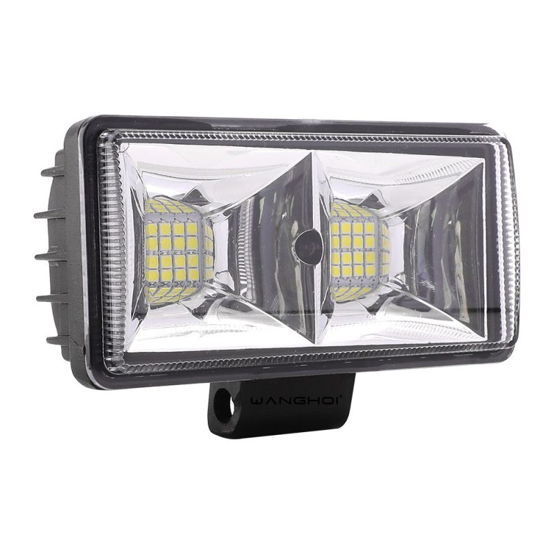 122Mm Long Double Row Led Work Light Angled View Angled product view showing the dual reflector layout and bracket mount.