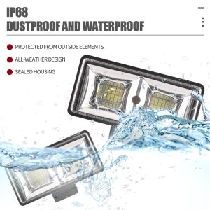 122Mm Long Double Row Led Work Light Ip68 Waterproof Reference Source graphic showing IP68 dustproof and waterproof wording.