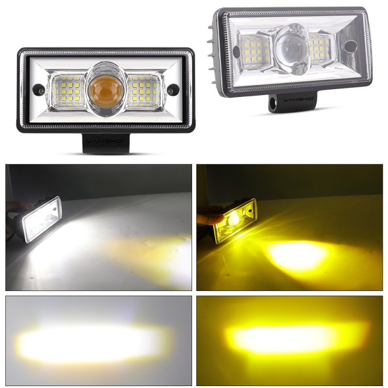 122Mm Long Monocular Lens Led Auxiliary Spotlight Lighting Output Lighting output reference showing white and yellow visual examples from the supplied source image.