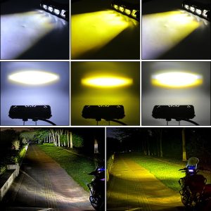 127Mm Intense Lens Led Motorcycle Work Light Beam Effect White, yellow, and white-yellow beam-effect reference from the supplied image set.