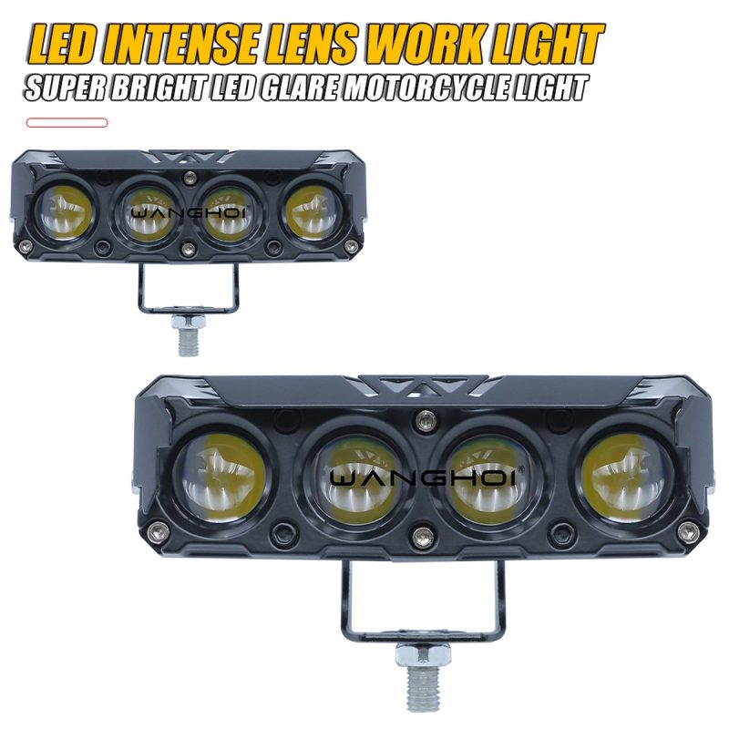 127Mm Intense Lens Led Motorcycle Work Light Front Lens Front lens reference showing the yellow-lens work light version.