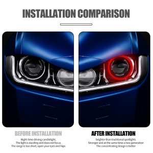130Mm Seven Color Cob Led Angel Eye Halo Ring Installation Comparison Installation comparison source graphic for the 130mm seven-color COB angel eye circle.