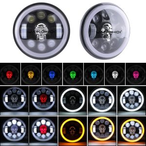 145Mm Led Colorful Skull Headlight Color Effect Reference Decorative skull color effect reference from the supplied source images.