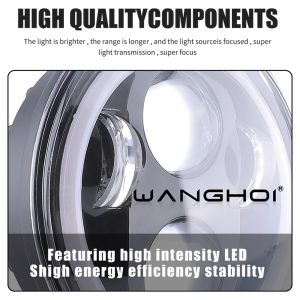 145Mm Round 4 Led Angel Eye Headlight Component Close Up Component close-up showing the lens and internal lamp bead area.