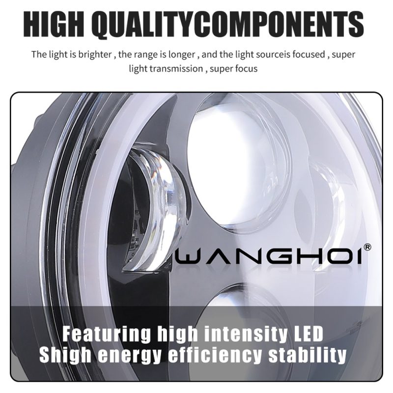 145Mm Round 4 Led Angel Eye Headlight Component Close Up Component close-up showing the lens and internal lamp bead area.