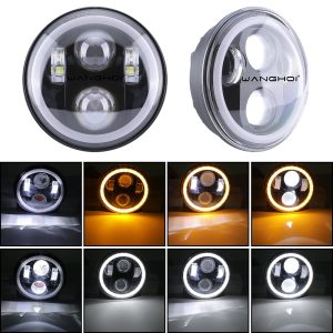 145Mm Round 4 Led Angel Eye Headlight Light Reference Source image showing white, yellow, and white-yellow light references.