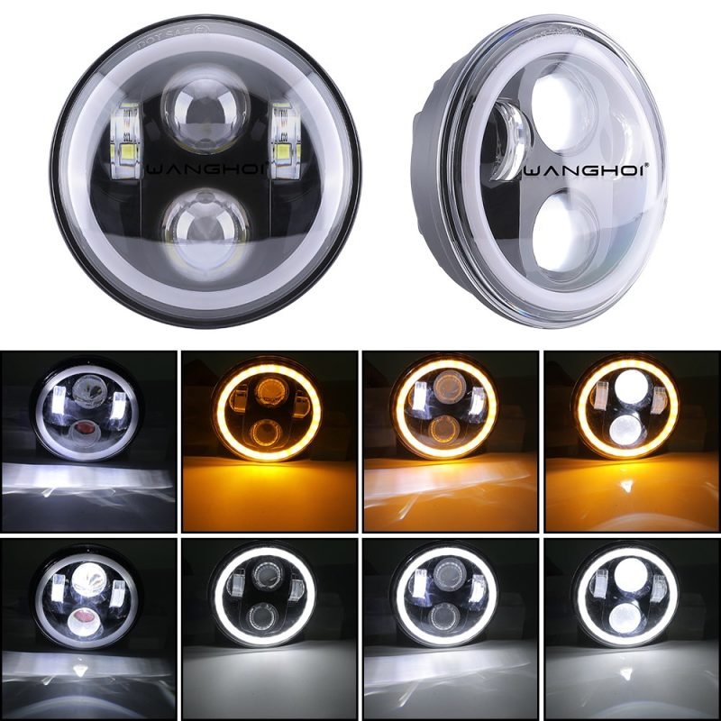 145Mm Round 4 Led Angel Eye Headlight Light Reference Source image showing white, yellow, and white-yellow light references.