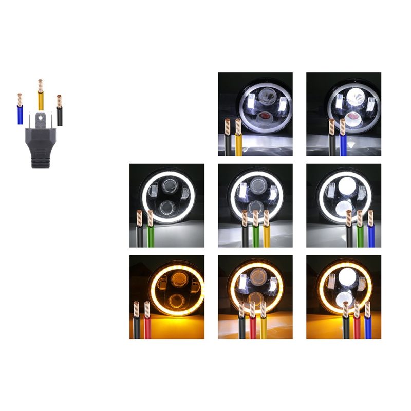 145Mm Round 4 Led Angel Eye Headlight Wiring Function Reference Wiring and light-function reference for sample confirmation.