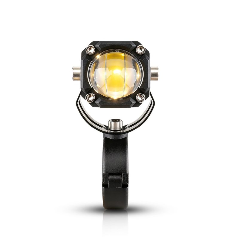 15W Motorcycle Led Lens Spotlight Front Yellow View Front product view showing the yellow-light lens appearance.