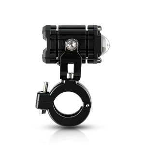 15W Yellow White Motorcycle Led Lens Spotlight Rear Housing Rear housing and clamp view showing bracket and handlebar clamp reference.