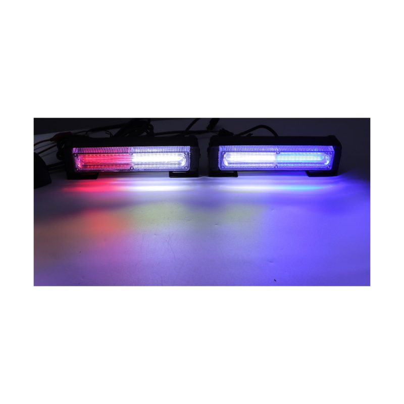 165Mm Dual Row Cob Warning Light Red Blue White Effect Cropped red/blue/white lighting-effect reference with the vehicle-brand background removed.