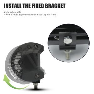 18W 4 Inch Led Daytime Running Work Light Adjustable Bracket Bracket installation reference showing angle adjustment direction.