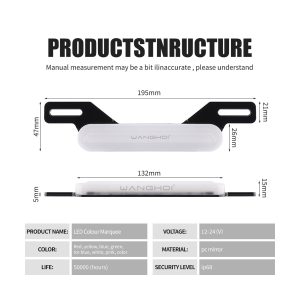 Source structure image with dimensions, 12-24V, PC mirror, life, and IP68 wording.