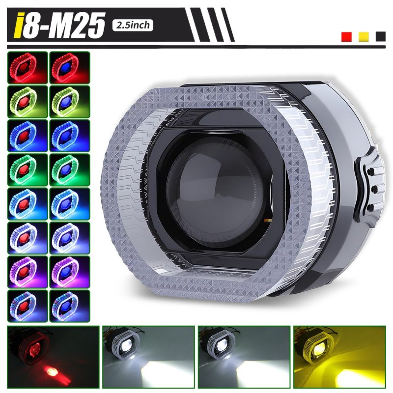 2 5 3 Inch Rgb Built In Motorcycle Projector Headlight 06 Rgb Projector Colors RGB built-in motorcycle projector headlight color effect options