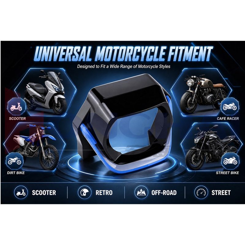 Source motorcycle fitment graphic showing scooter, retro, off-road, and street application references for confirmation.