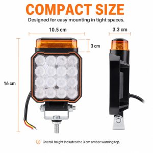 2 In 1 Amber Warning Led Work Light Compact Size Compact size reference for buyer checking before quotation.