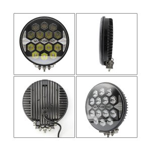 220Mm Giant Round Led Spotlight Front Side Rear Views Front, side, rear, and angled product views for housing and mounting checks.