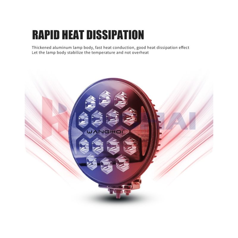 220Mm Giant Round Led Spotlight Heat Dissipation Source heat dissipation graphic showing the round housing and rear cooling structure direction.
