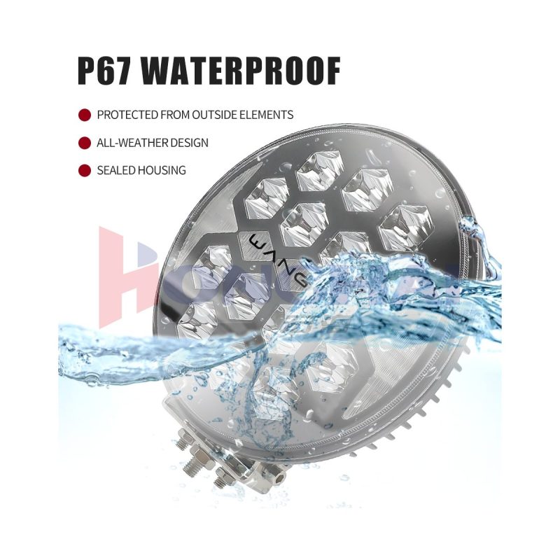 220Mm Giant Round Led Spotlight Ip67 Waterproof Source waterproof graphic with IP67 wording for buyer confirmation before production.