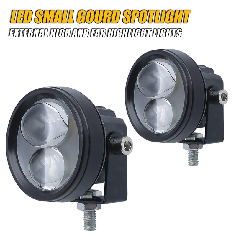 2X8W Small Gourd Motorcycle Led Spotlight Front Angle Front product angle showing the round housing and dual-lens face.