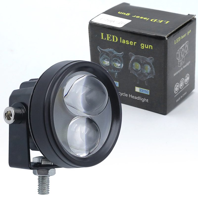 2X8W Small Gourd Motorcycle Led Spotlight Package Single spotlight with package reference for B2B packing checks.