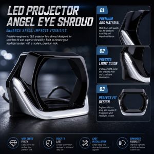 Feature view describing the 3 inch LED projector angel eye shroud structure.