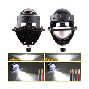 3 Inch Led Projector Headlight Low High Beam Reference Source reference image showing low-beam and high-beam lighting output examples.