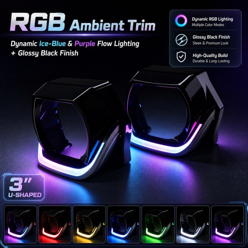RGB ambient trim color reference for the 3 inch U-shaped projector shroud kit.